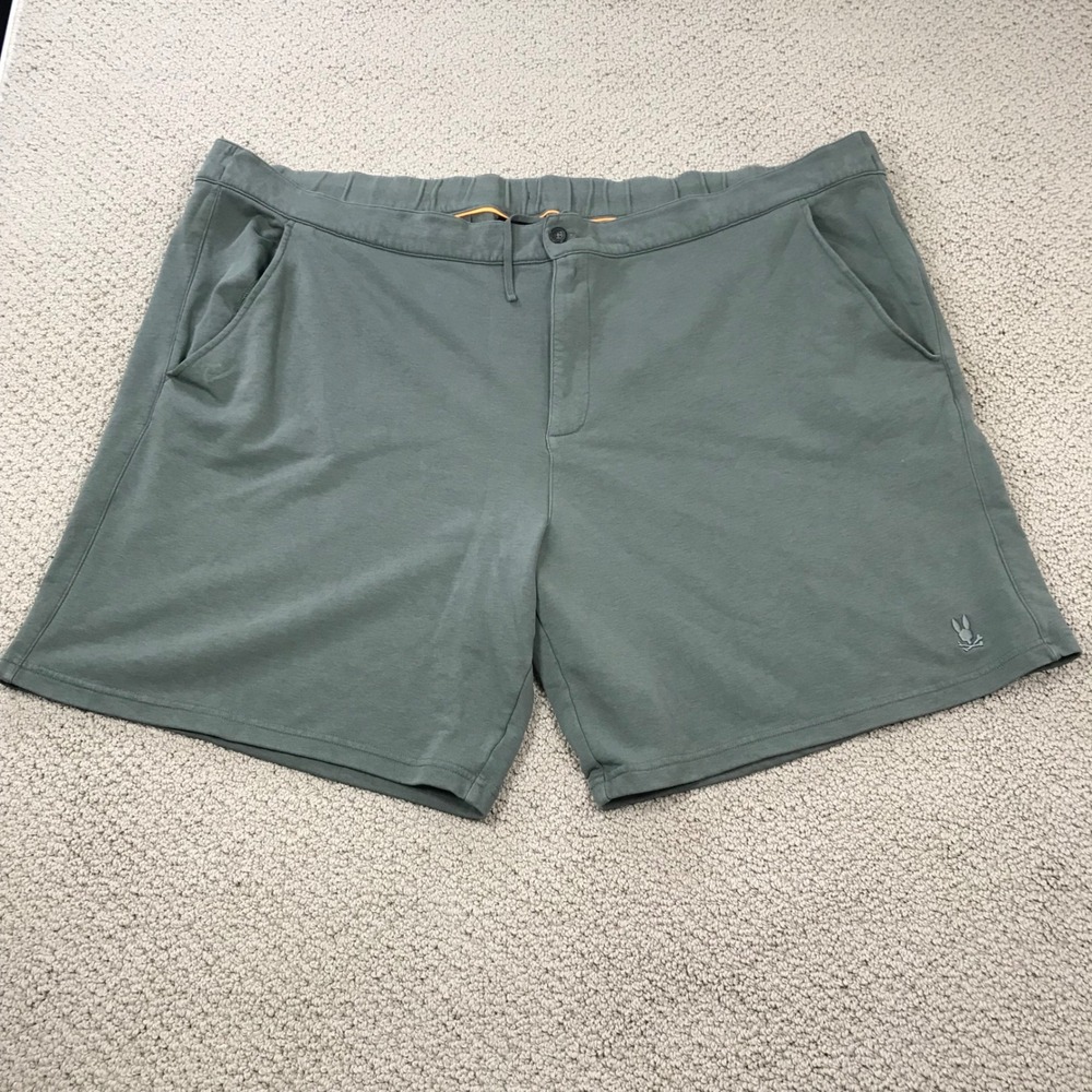 Psycho Bunny Mens 5XL Olive Green Knit Lounge Shorts Cotton Blend French Terry